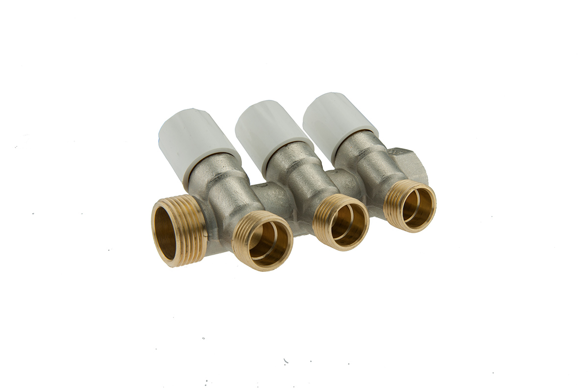 Manifold with stop valves